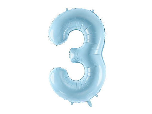Picture of FOIL BALLOON NUMBER 3 PASTEL BLUE 34 INCH